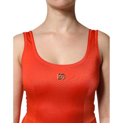 Dolce & Gabbana Orange Sleeveless Bodycon Jumpsuit Dress