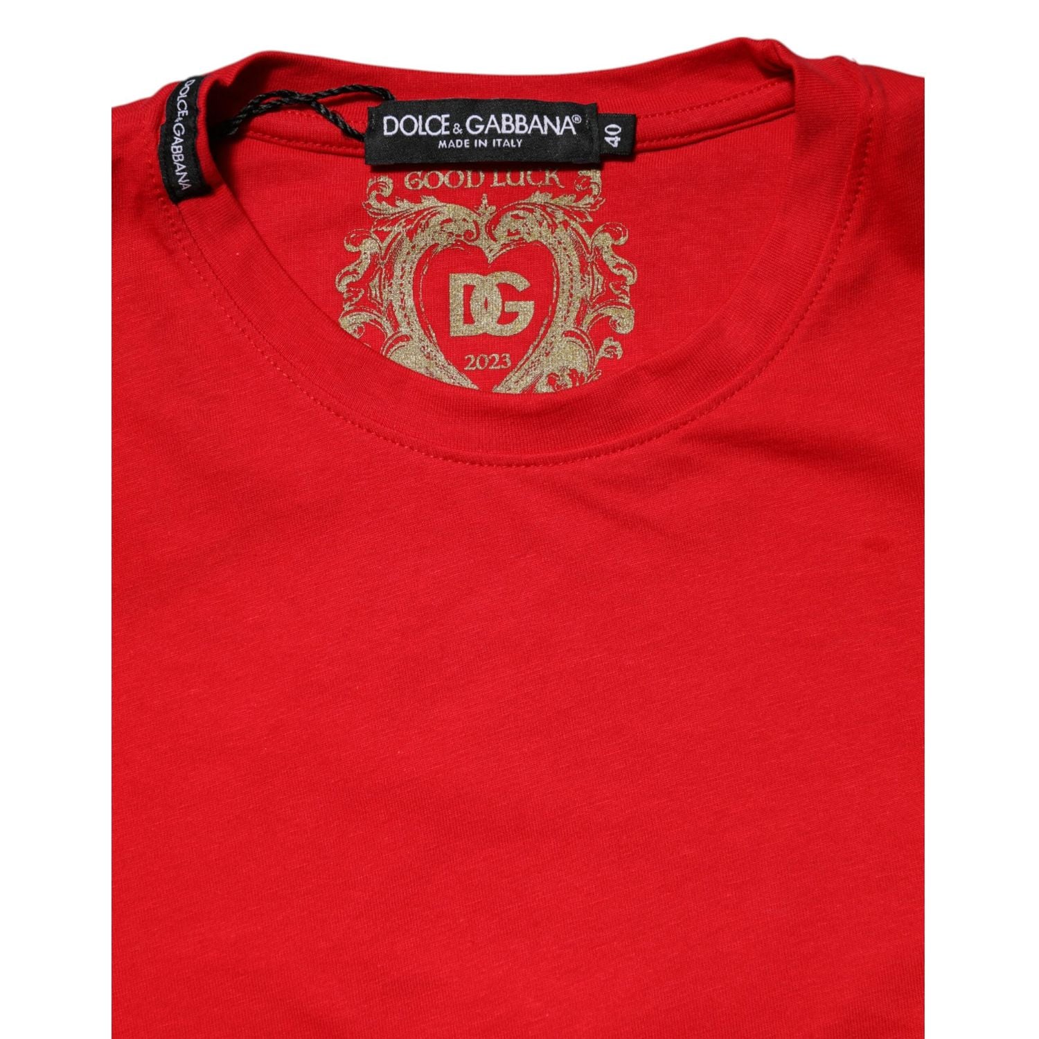 Dolce & Gabbana Red Cotton Crew Neck Short Sleeves Top T-shirt
