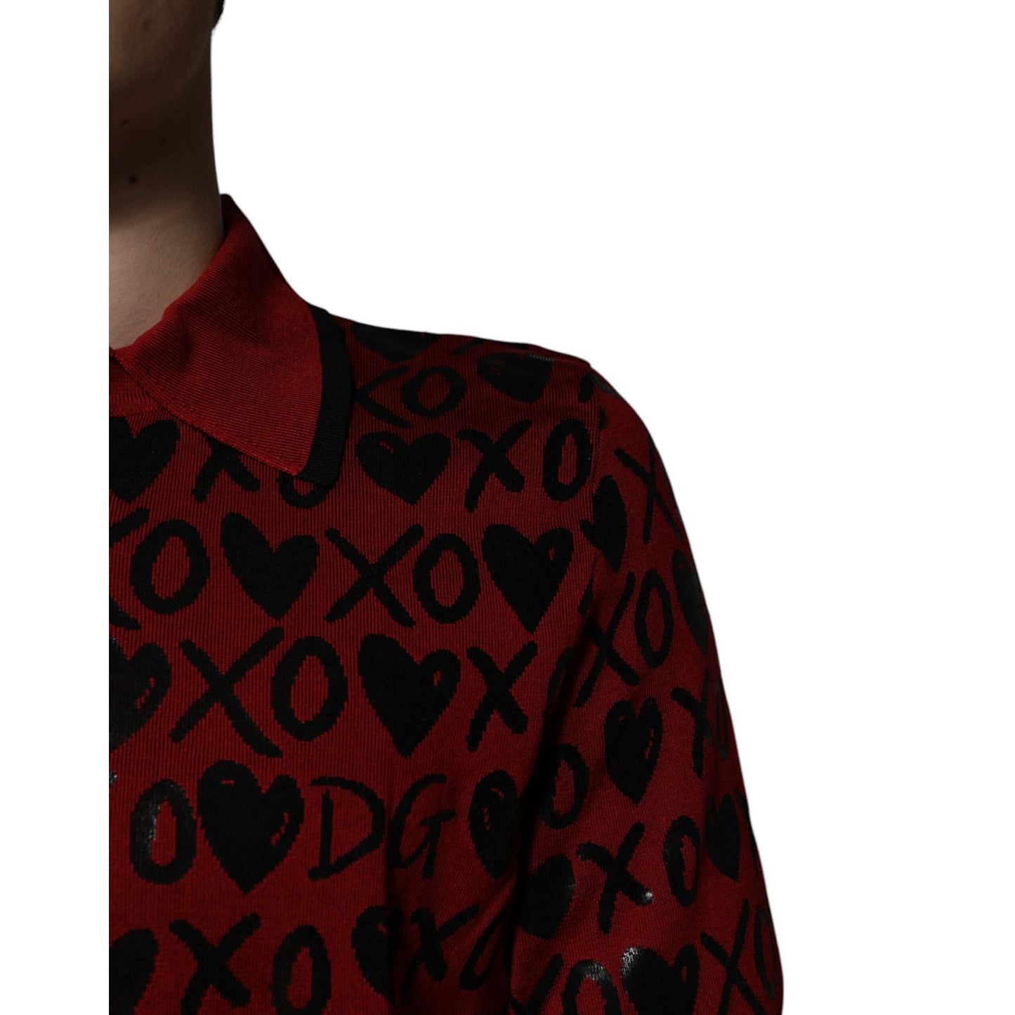 Dolce & Gabbana Red Cotton XOXO Collared Polo T-shirt