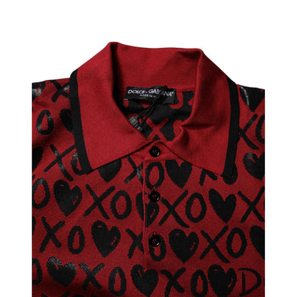 Dolce & Gabbana Red Cotton XOXO Collared Polo T-shirt