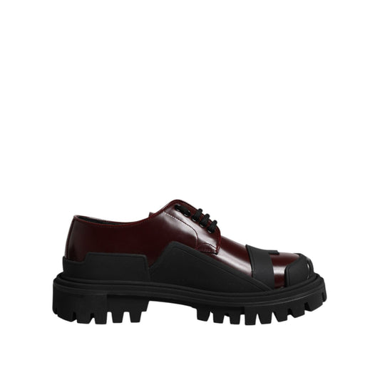 Dolce & Gabbana Red Leather Lace Up Trekking Dress Shoes