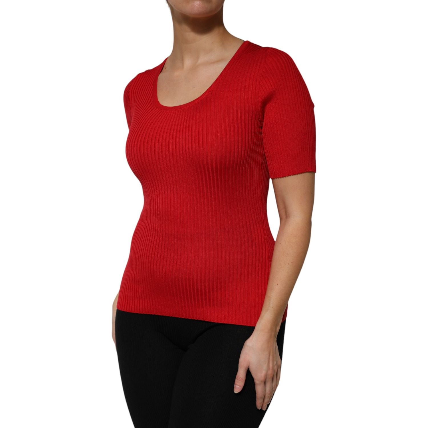 Dolce & Gabbana Red Round Neck Short Sleeves Pullover Top