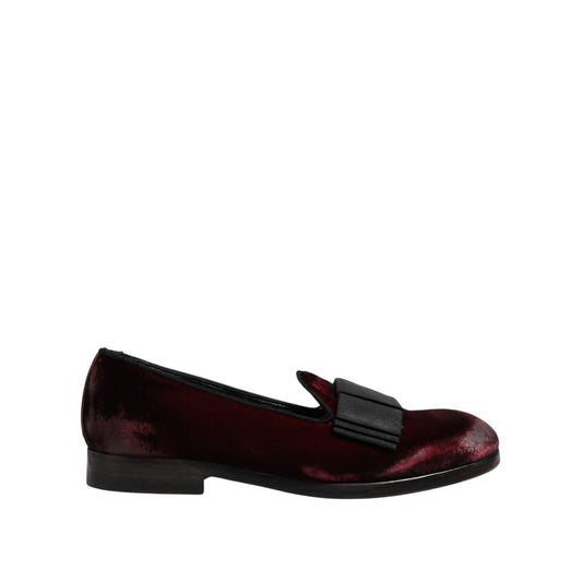 Dolce & Gabbana Red Velvet Men Slip On Loafers Dress Shoes