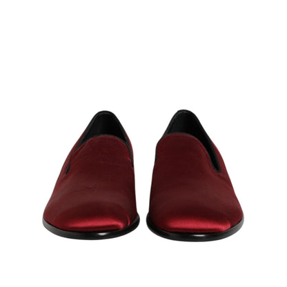 Dolce & Gabbana Red Velvet Slip On Loafers Formal Shoes