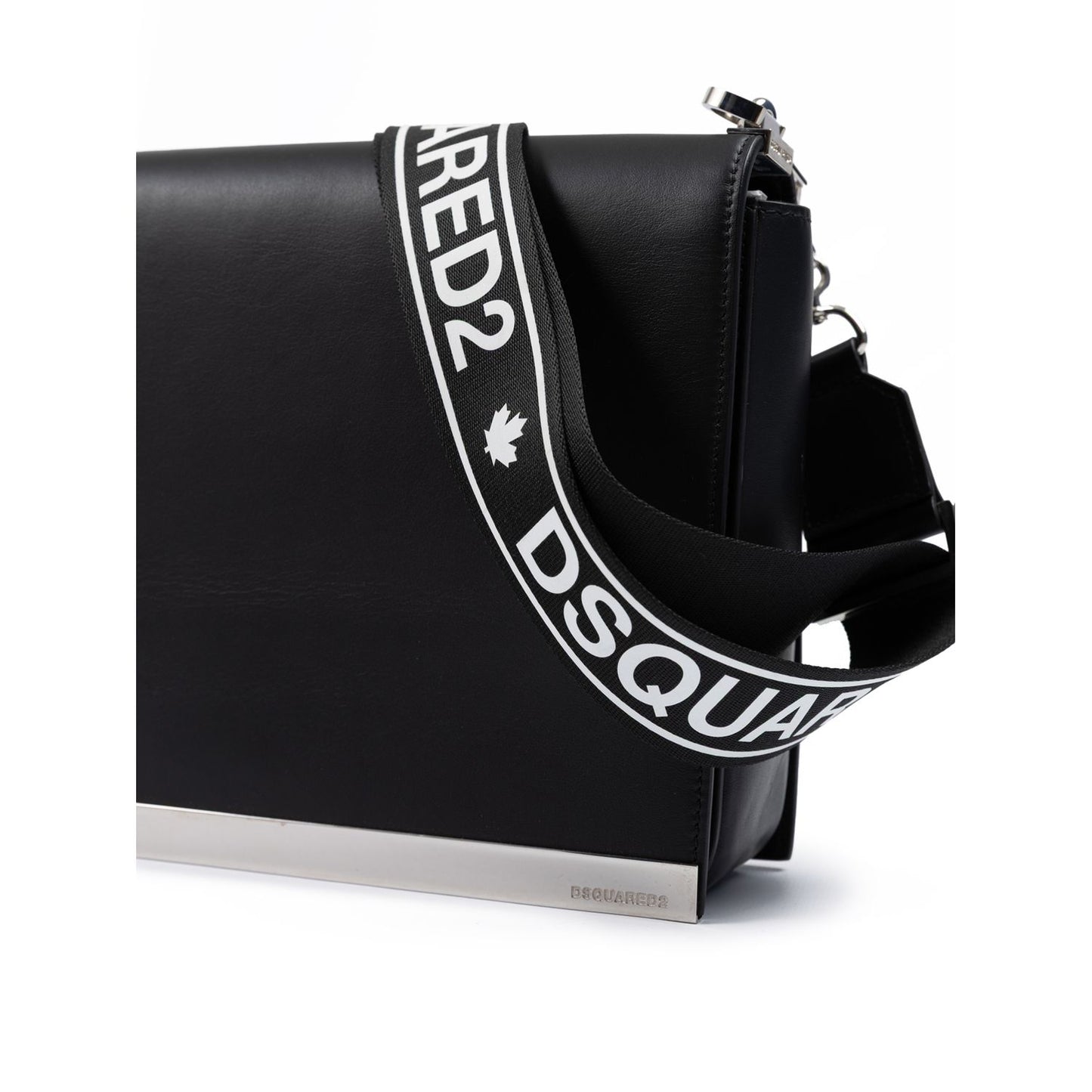 Dsquared² Black Leather Messenger Bag
