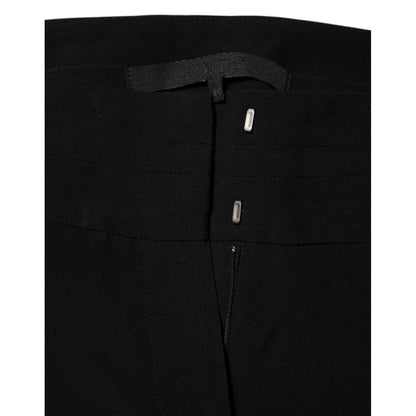 Exte Black Viscose Acetate Blend Straight Leg High Waist Pants
