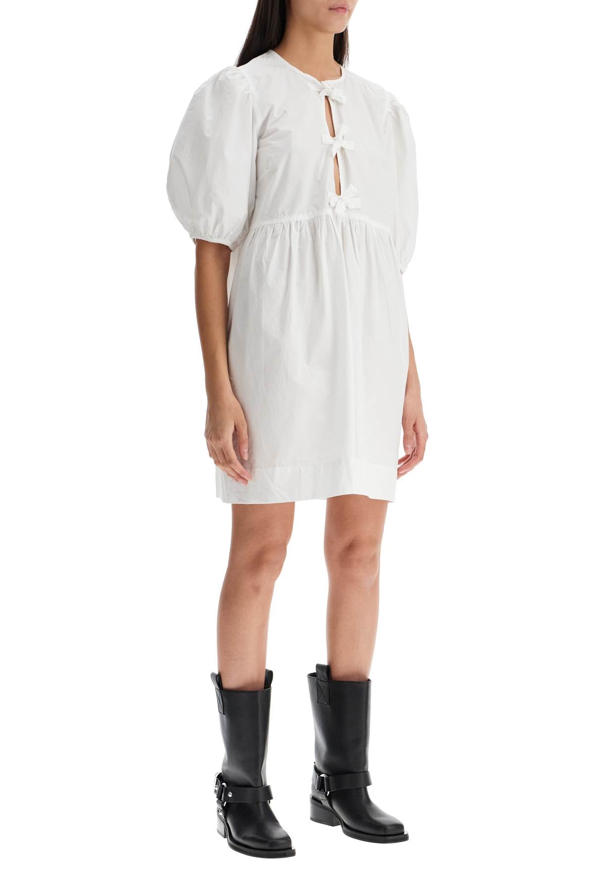 Ganni organic cotton tie string mini dress