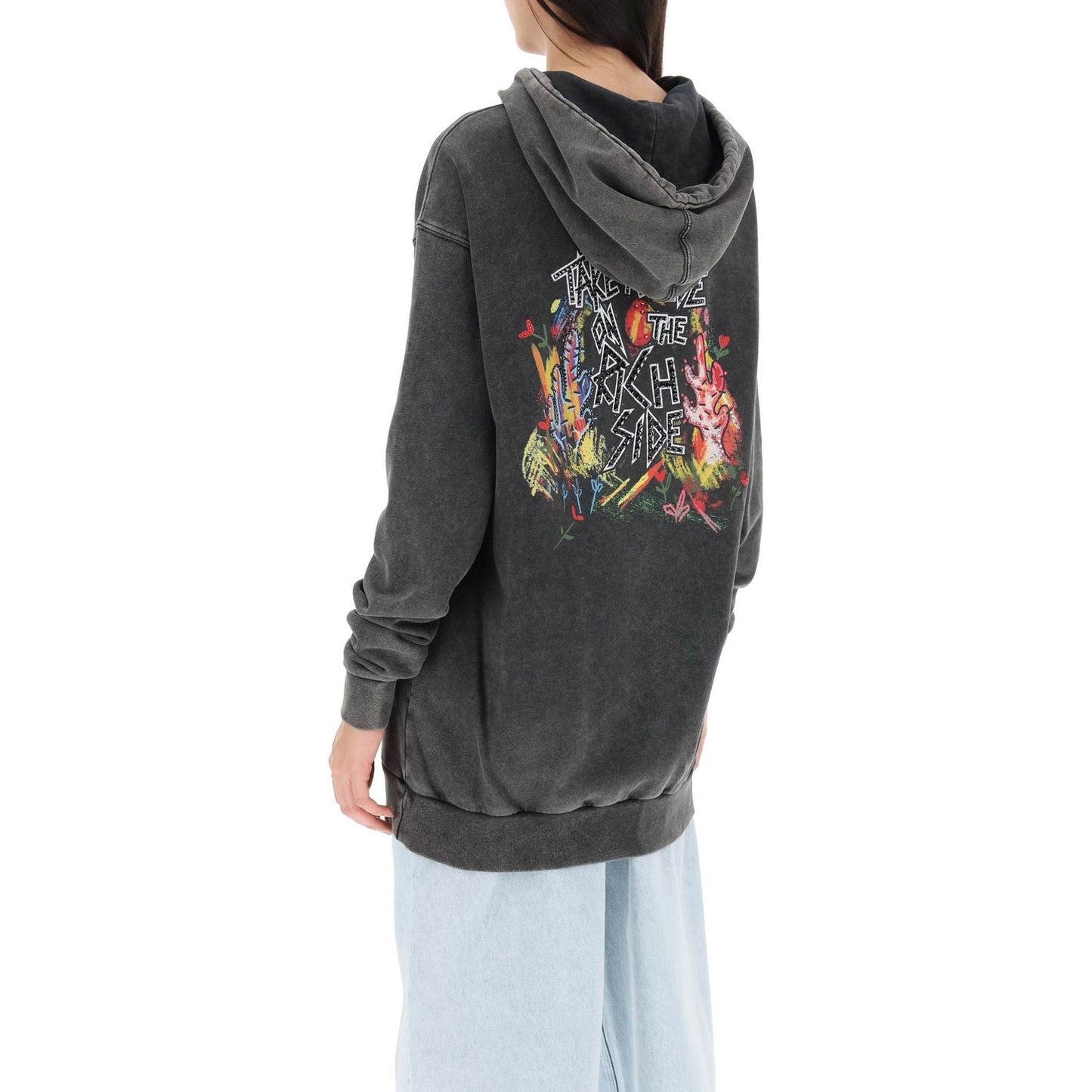 Alessandra Rich oversized hoodie with print and rhinestones Topwear Alessandra Rich