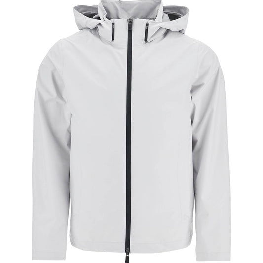 HERNO light gray polyester waterproof bomber with hood