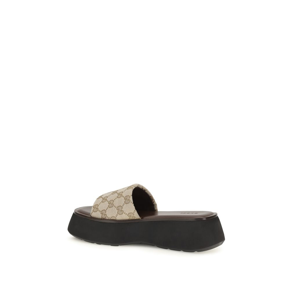 Gucci Beige Polyester Platform Sandals
