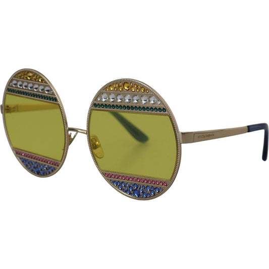 Crystal Embellished Gold Oval Sunglasses