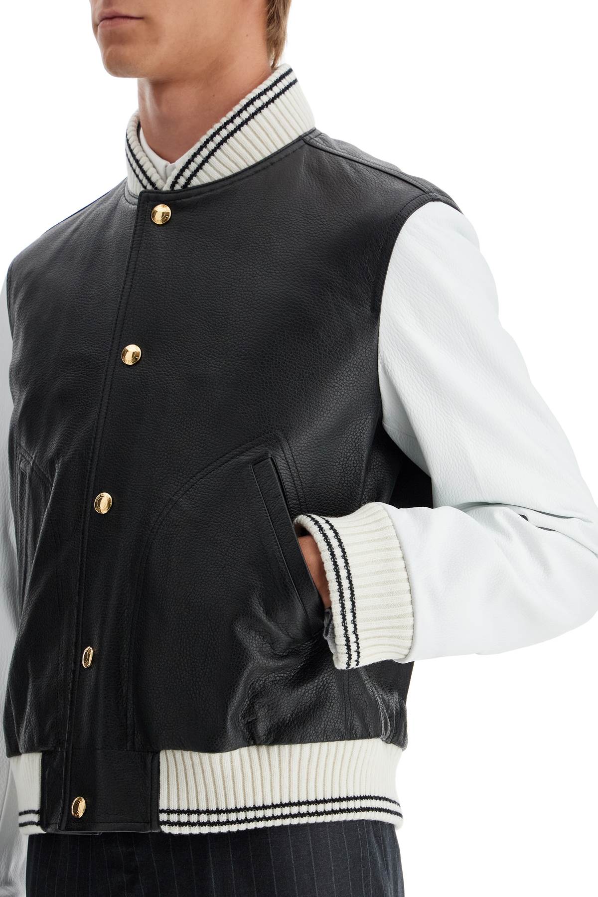 Thom Browne leather varsity bomber jacket Jackets Thom Browne