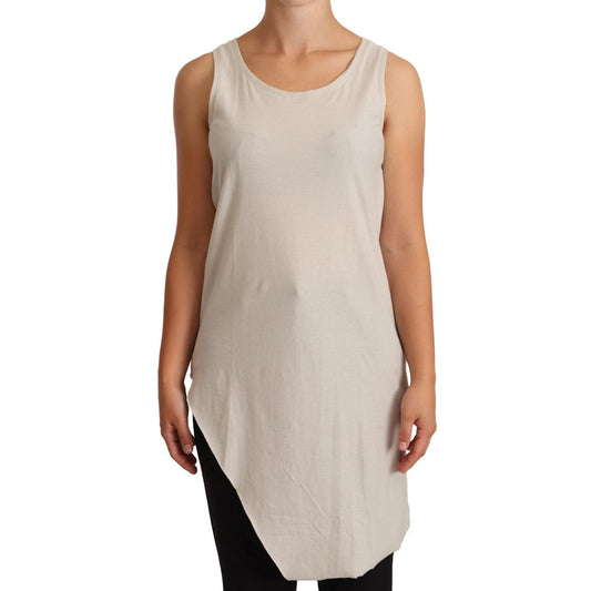 Max Mara Light Gray 100% Cotton Sleeveless Razor Back Tank Top