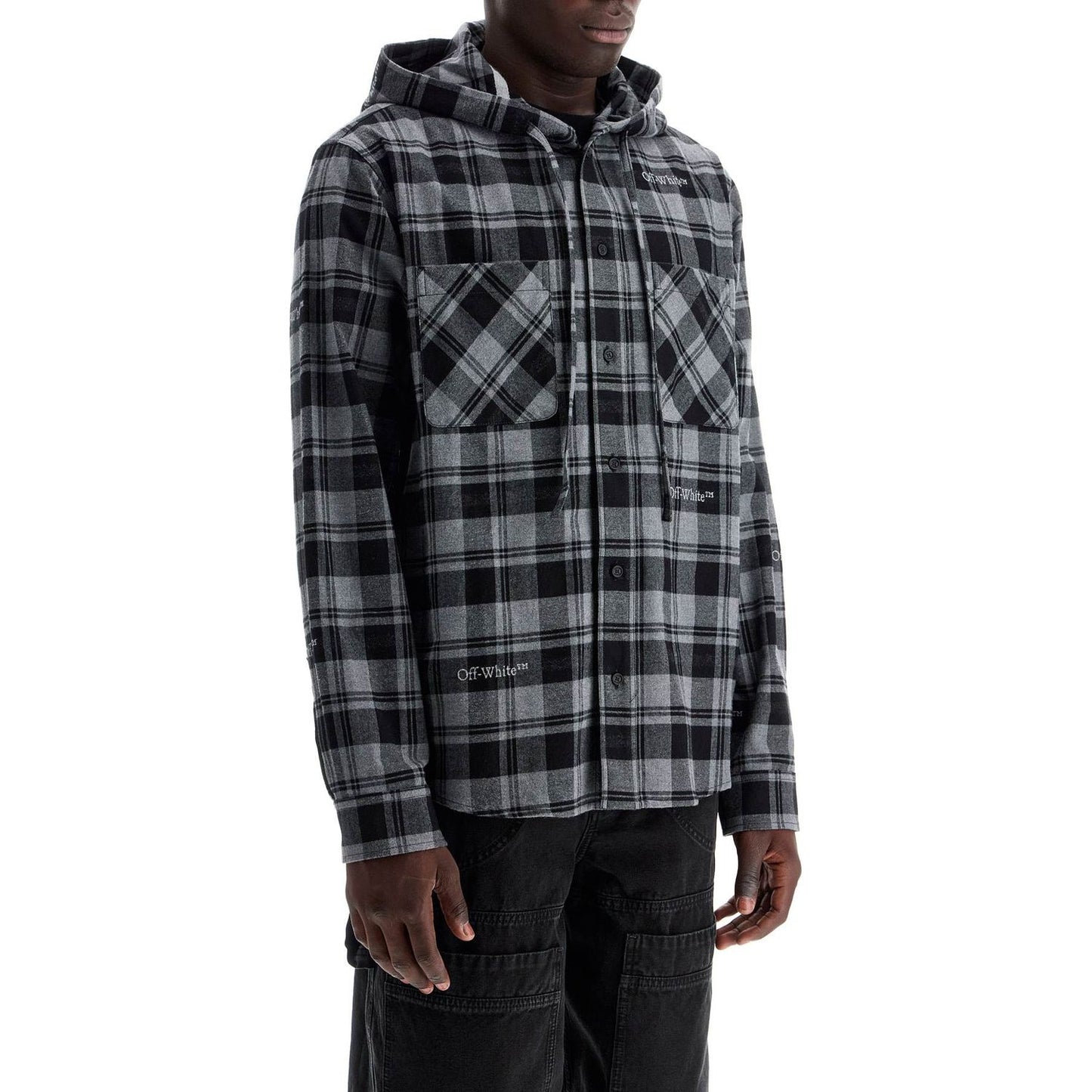 Off White Off-White checked overshirt with hood Vests Off White