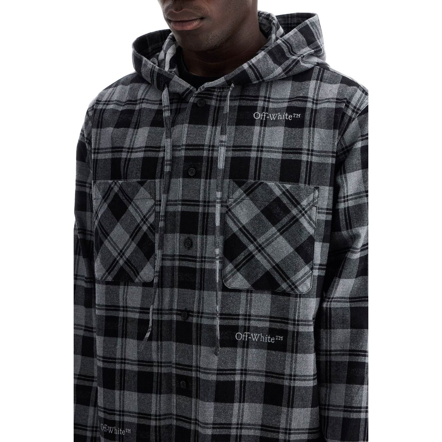 Off White Off-White checked overshirt with hood Vests Off White