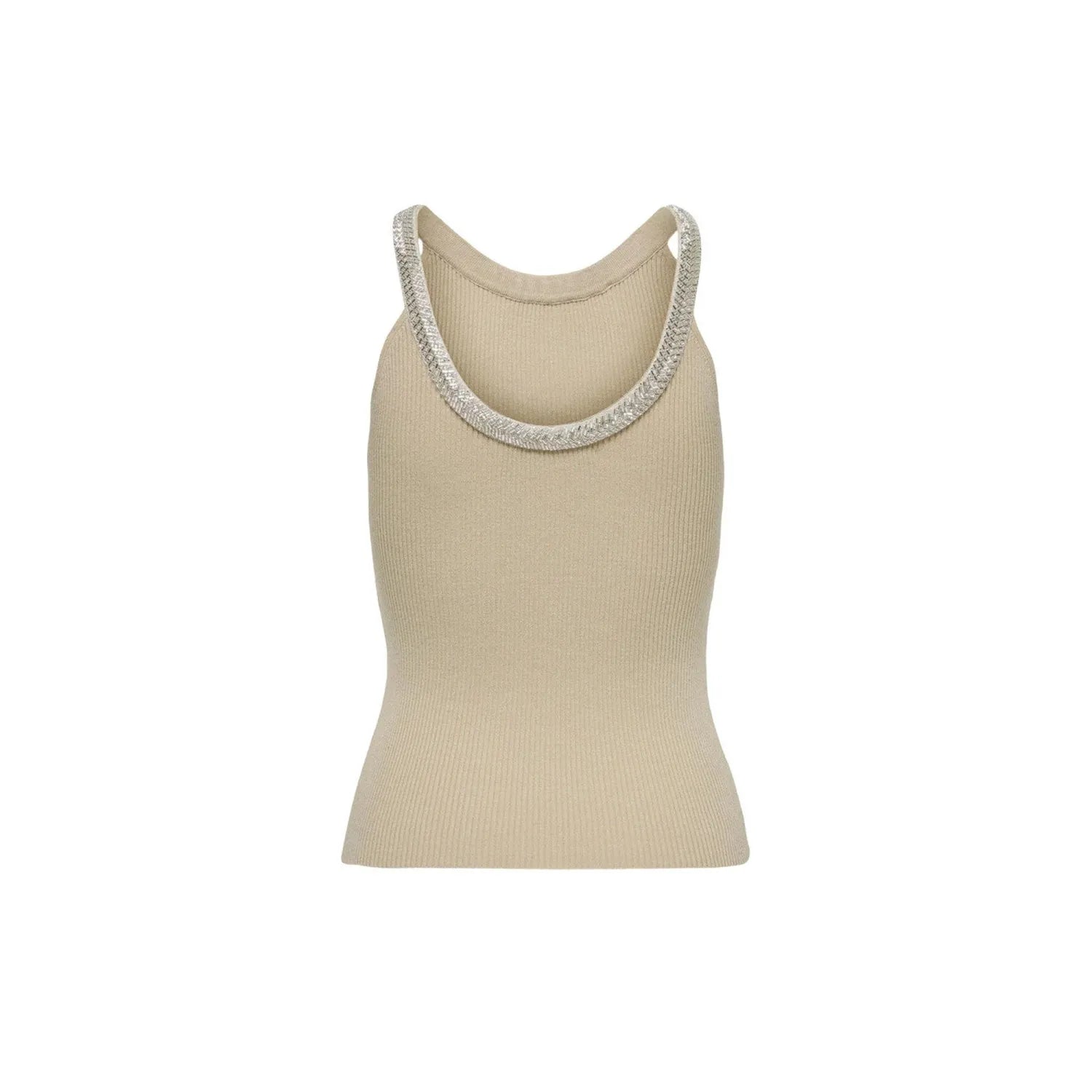 Only Beige Nylon  Elastane Tank Tops