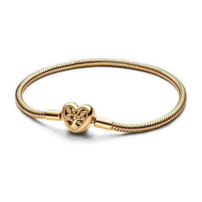 PANDORA MOMENTS Mod. FAMILY TREE HEART CLASP SNAKE CHAIN - Size 19 DESIGNER FASHION JEWELLERY