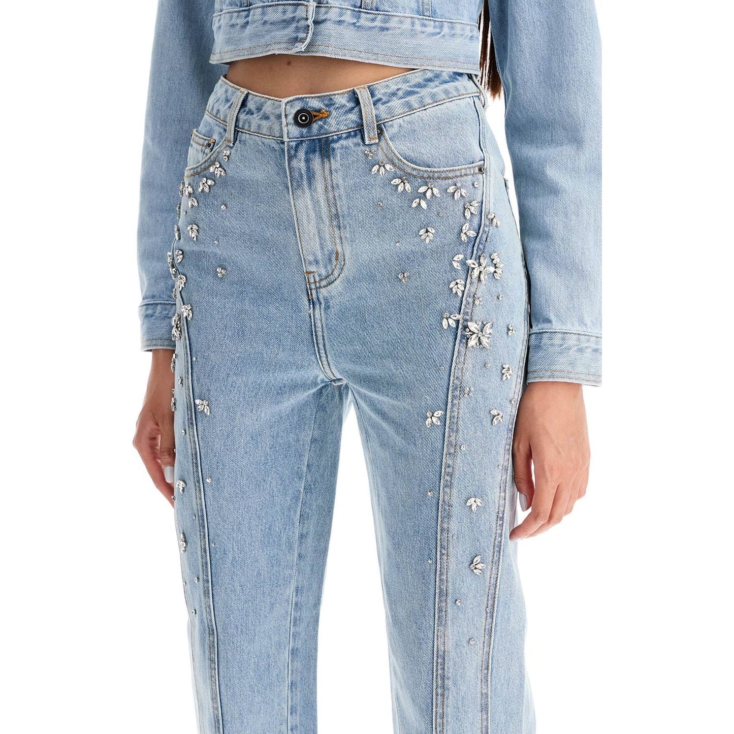 Self Portrait straight jeans with crystals Jeans Self Portrait