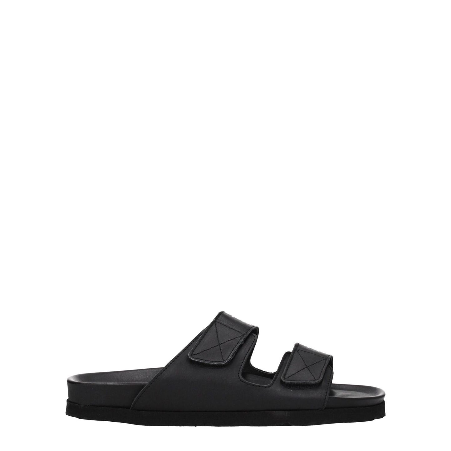 Palm Angels Black Leather Slippers