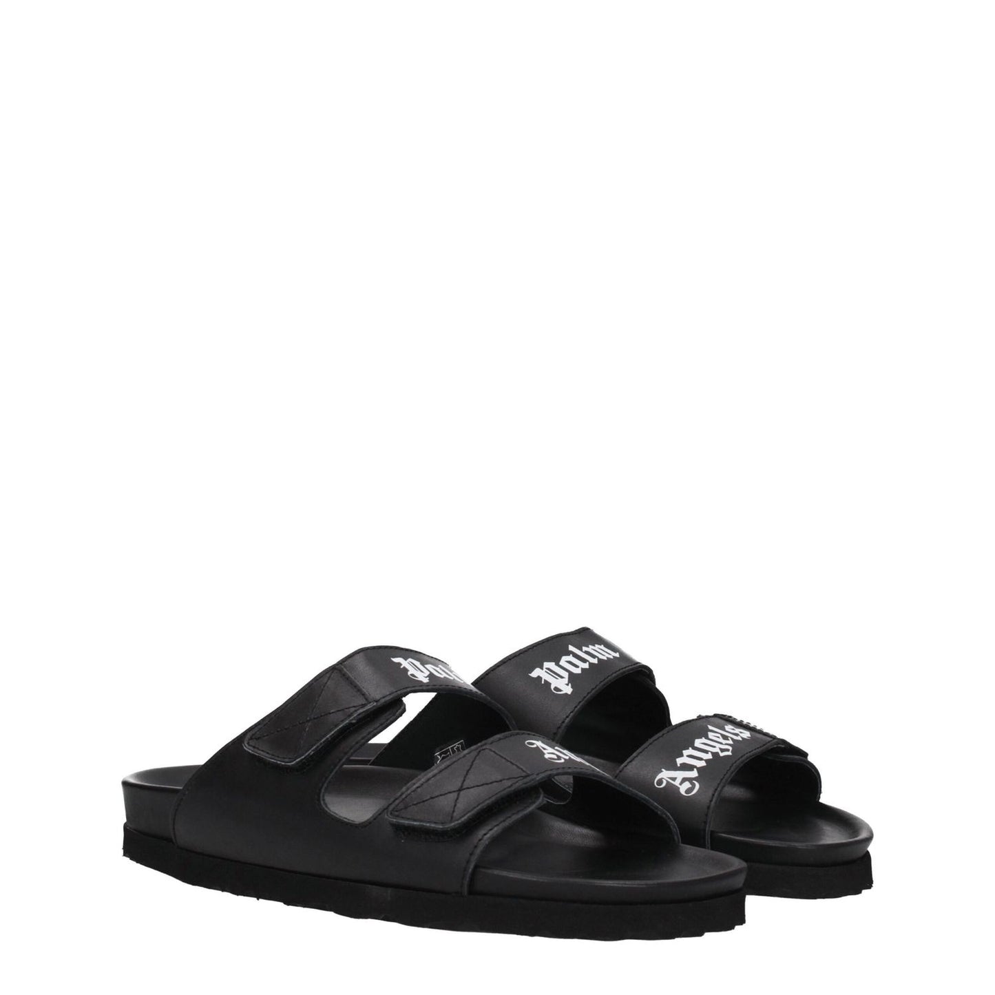 Palm Angels Black Leather Slippers