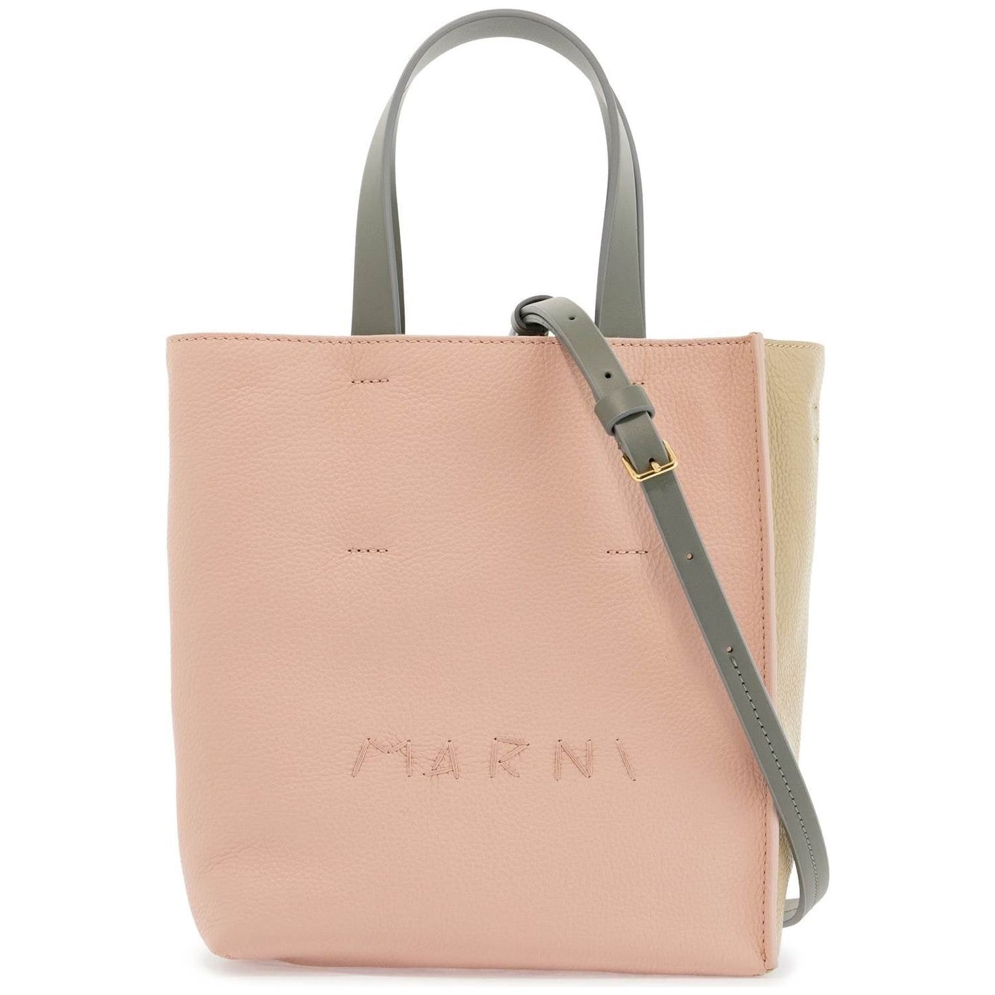 Marni pink and beige calfskin shopping bag with gray handles Shopper Marni