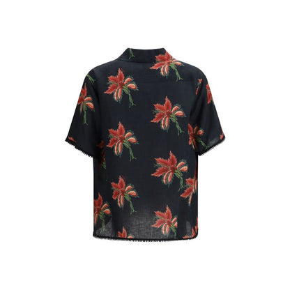 Valentino Black Linen Pattern Shirt 1728,72470364320,Black,Clothing,IT48 | M,Men,New with tags,Pattern - Shirts - Clothing,Shirts - Clothing,Valentino