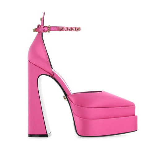 Versace Multicolor Satin Platform Pumps1728,75611013280,EU38.5/US8.5,EU39/US9,Multicolor,New with tags,Platforms - Pumps - Shoes,Pumps - Shoes,Shoes,Versace,Women