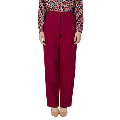 Vila Clothes Bordeaux Polyester Casual Pants