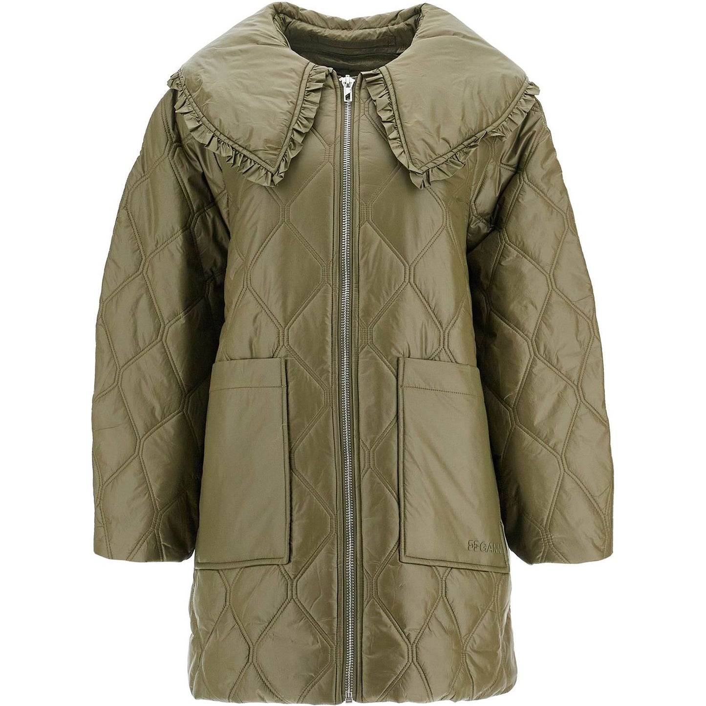 Ganni lightweight down jacket with oversized collar