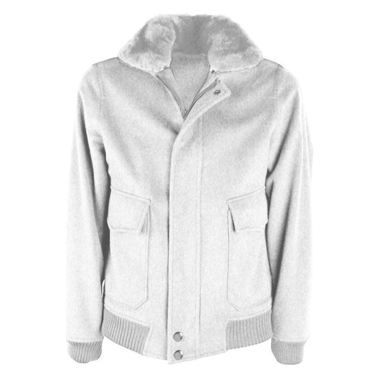 White Wool Vergine Jacket Made in Italy