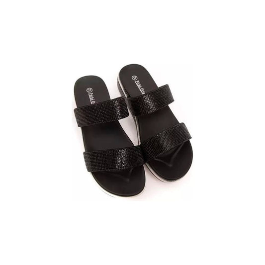 Chic Rhinestone Twin-Strap Low Sandals Péché Originel
