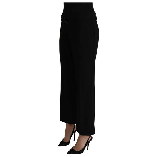 Black Wool Stretch Cropped Capri Trouser Pants Dolce & Gabbana