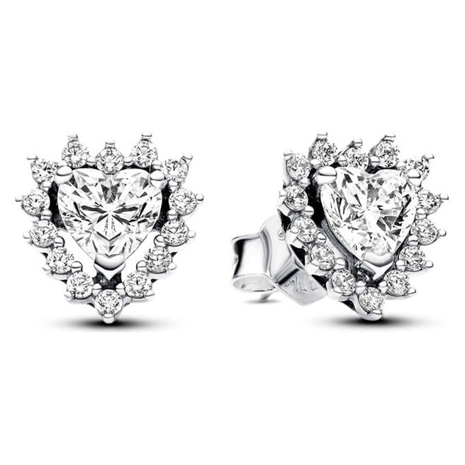 PANDORA JEWELS Mod. SPARKLING HEART HALO STUD Earrings PANDORA