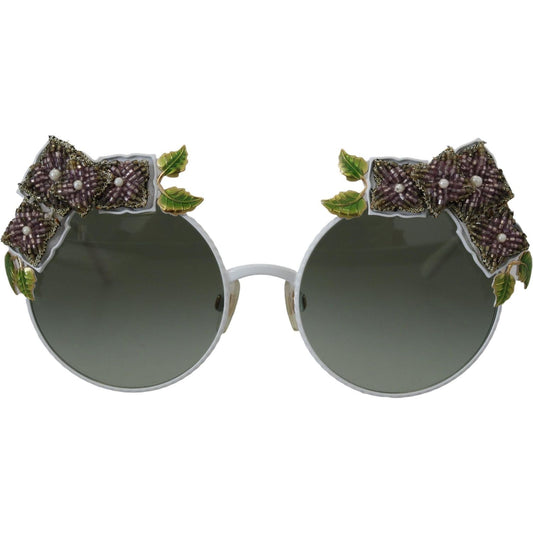 Dolce & Gabbana | Gold Floral Embellished Metal Frame Round DG2186 Sunglasses  | McRichard Designer Brands