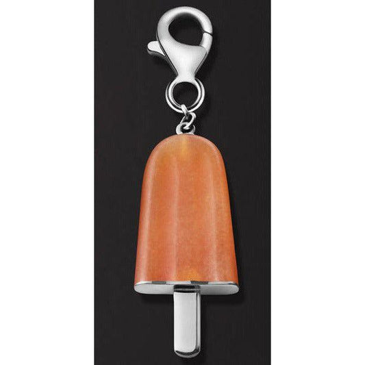 AMBROSINI JEWELS - PENDENTE ARGENTO 925° ghiacciolo finitura bianca pietra arancio piccolo (21x14 mm)